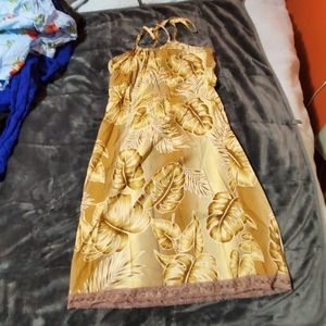 Tan Hawaiian style halter dress